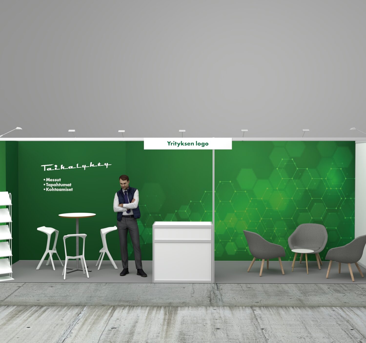 2x7m=14m2 TASKUOSASTO: 2 seinän brändäys